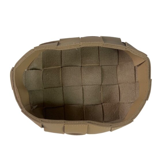 Small Faux Leather Woven Basket Tan Beige Storage Home Decor - Picture 3 of 5